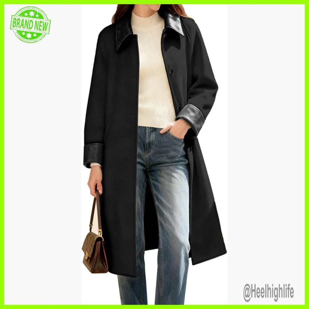 Heavyweight Wool Blend Peacoat Long Single-Breasted Winter Coat Outerwear